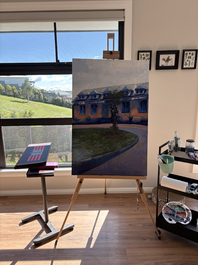 A painted canvas.