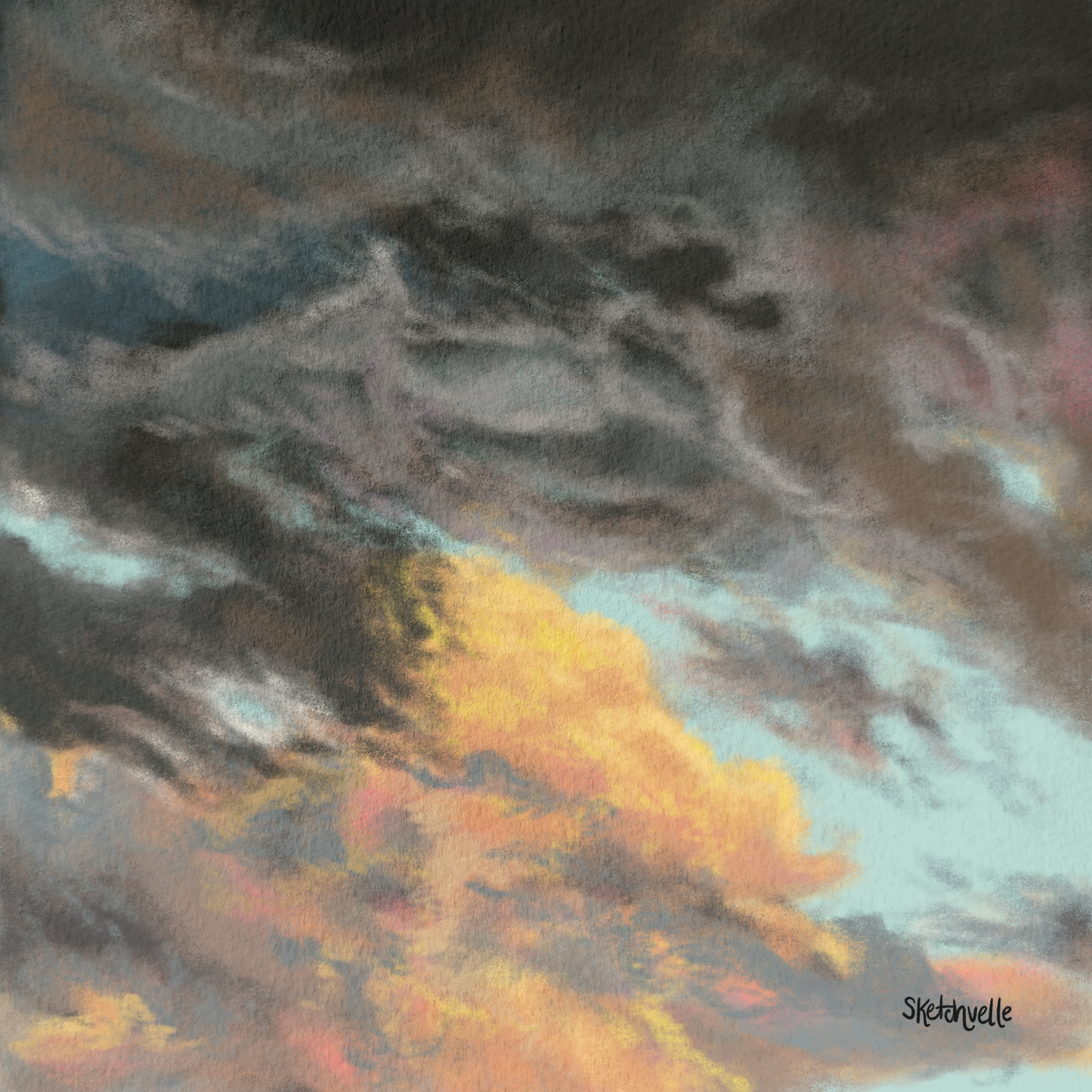 Digital painting of clouds.