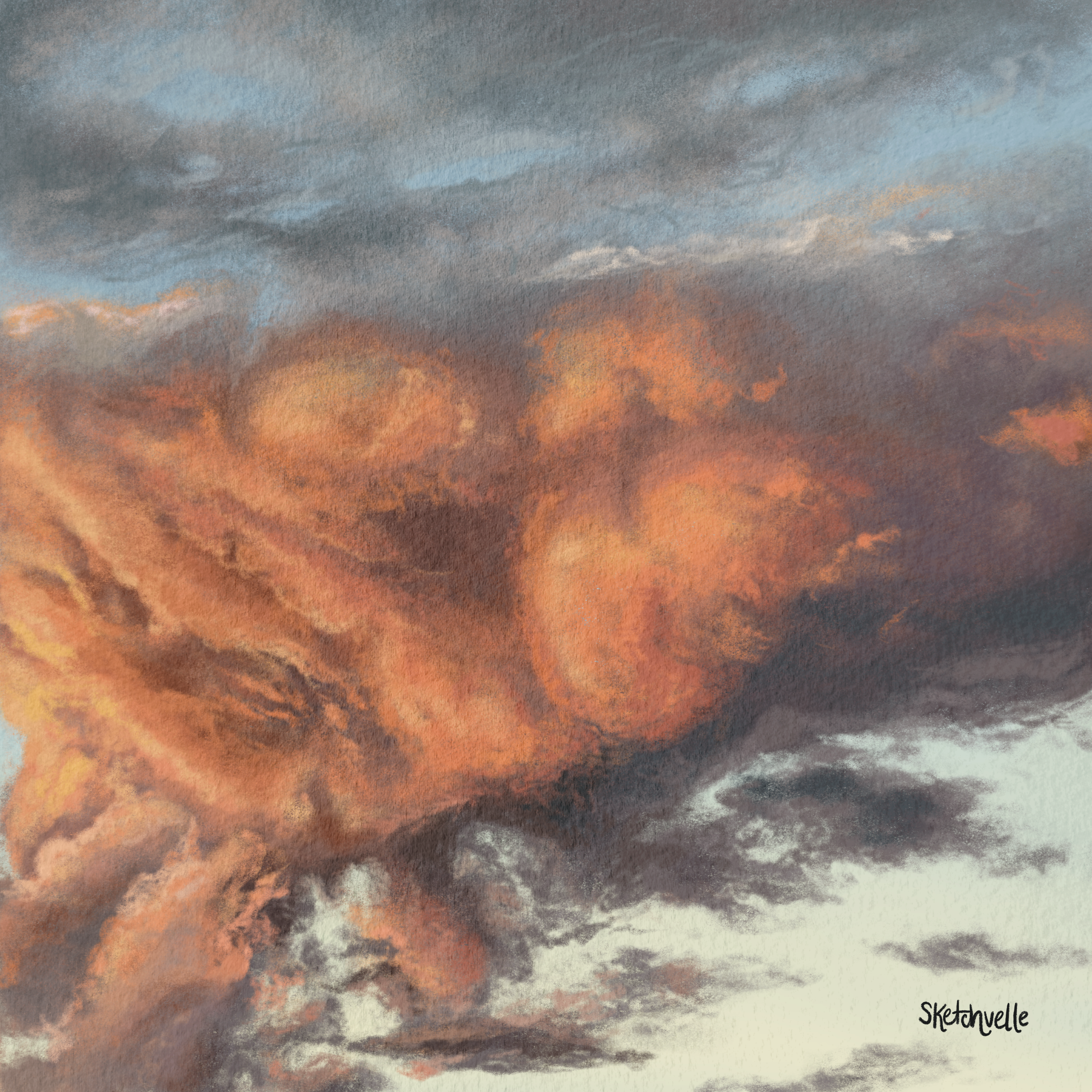Digital painting of clouds.
