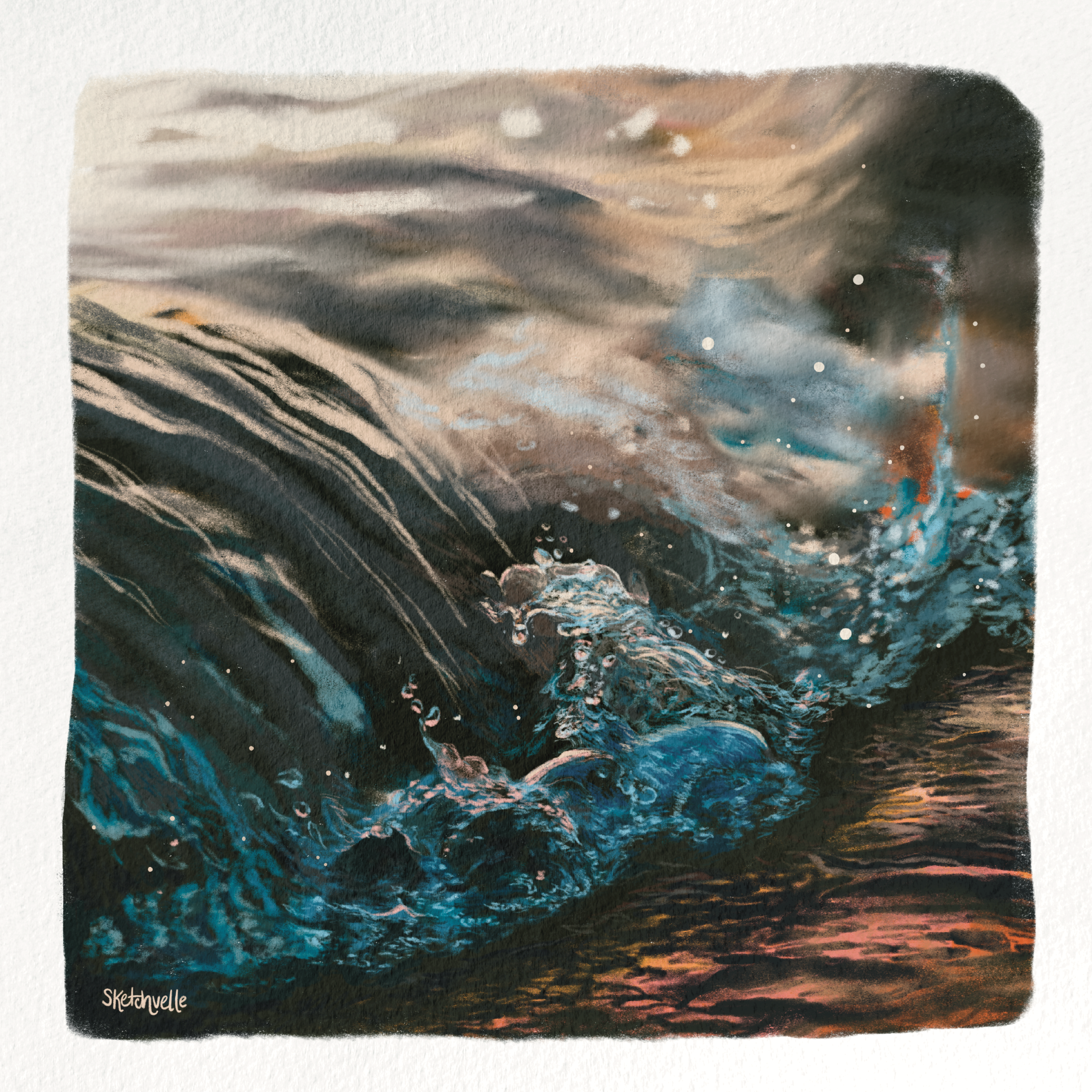 Digital painting of waves.