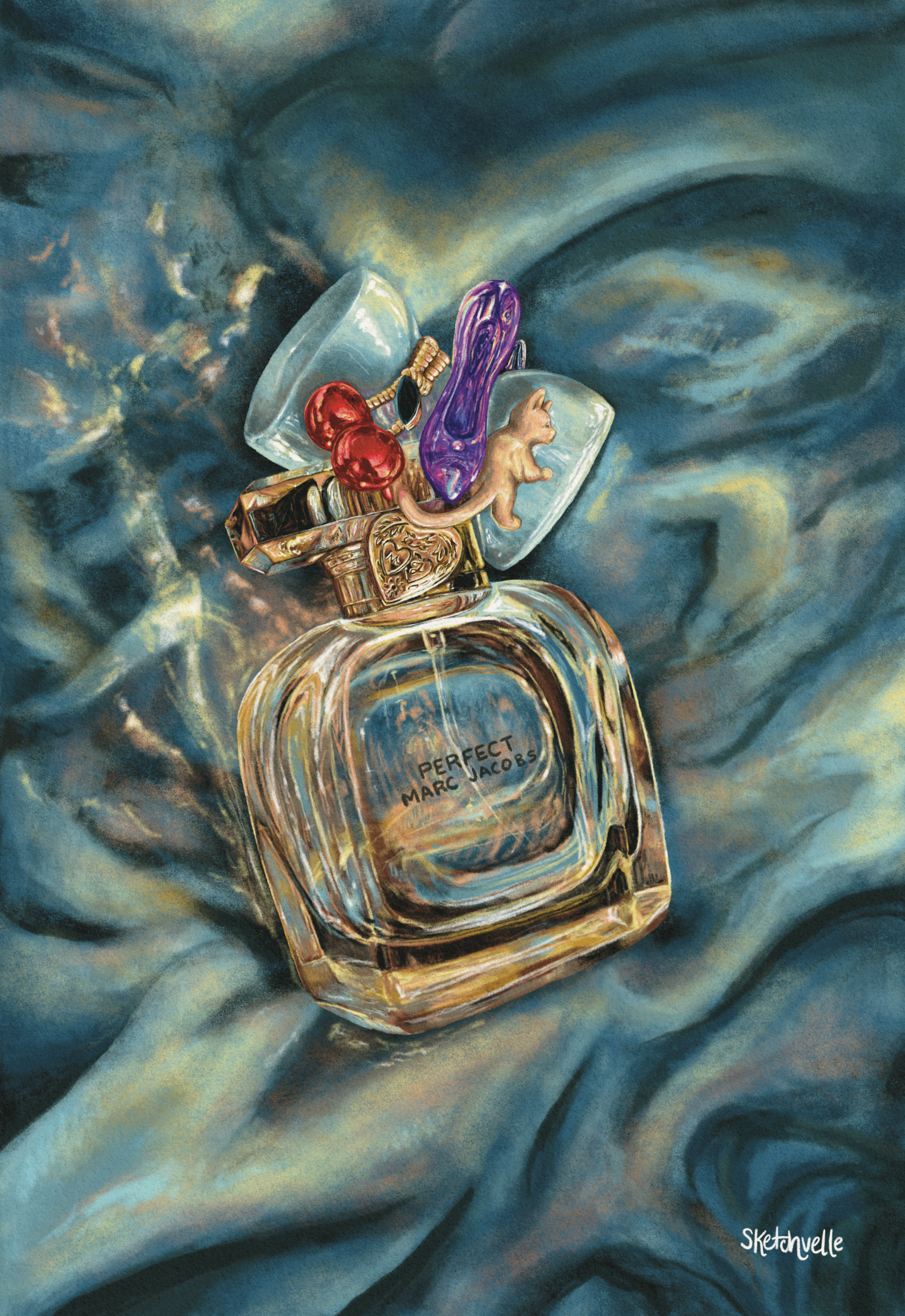 Digital painting of Marc Jacobs Perfect perfume.
